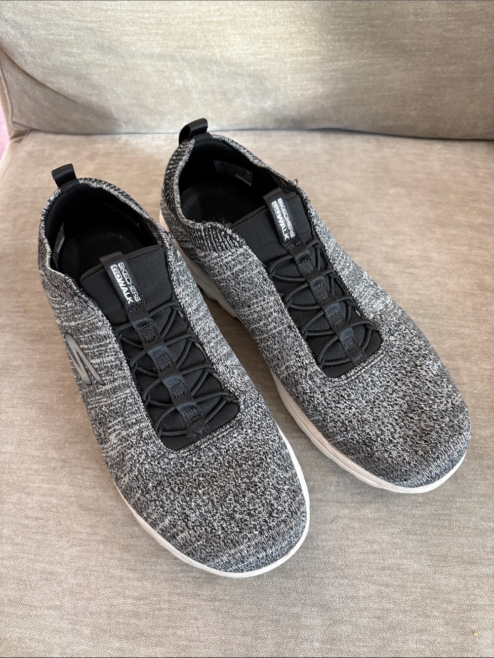 Skechers Women’s Slip-On Knit Sneakers — Black and White